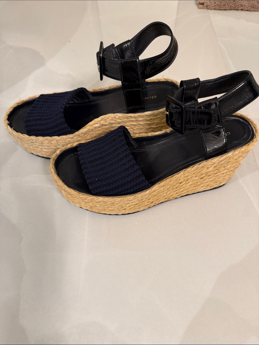 Celine espadrilles navy/black w black patent straps 39.5 EUC $800